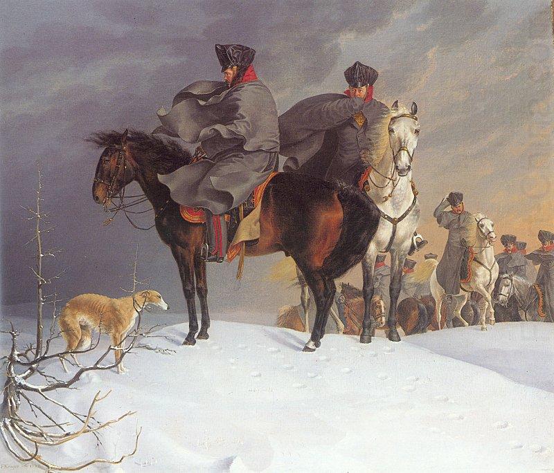 Franz Kruger Prussian Cavalry Outpost in the Snow china oil painting image